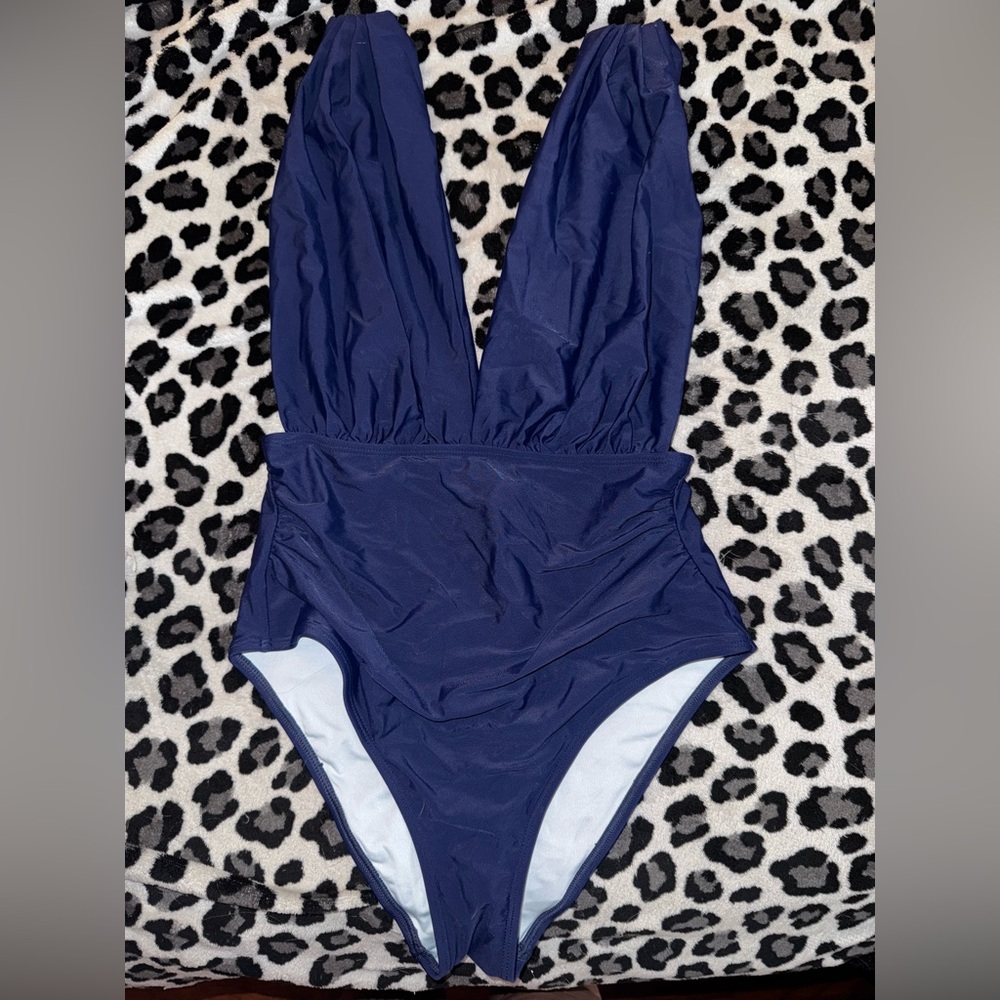 Cupshe Deep Blue Plunge One Piece